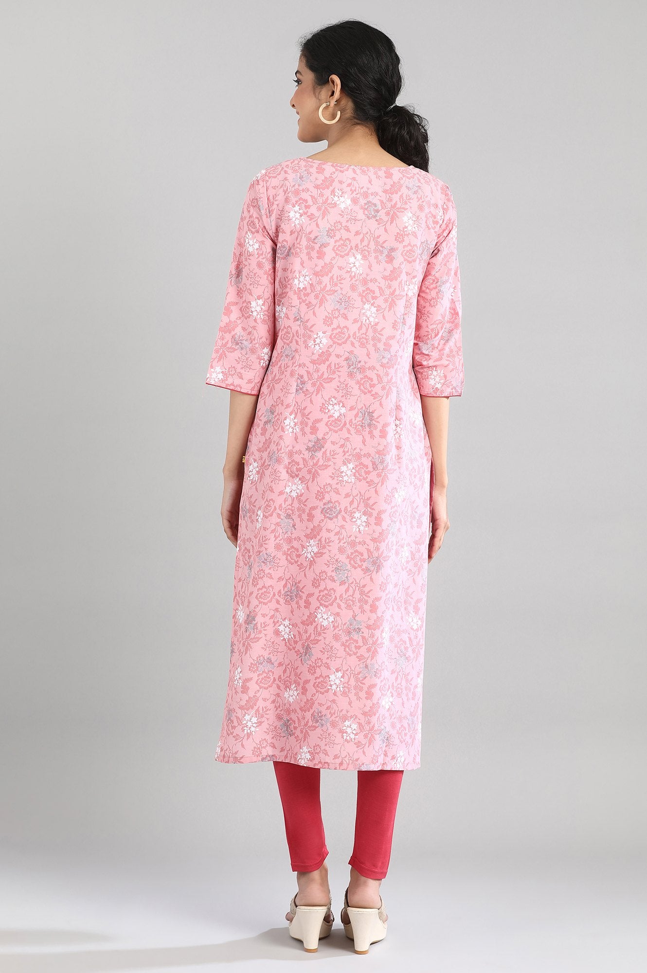 Peach Printed Cotton kurta