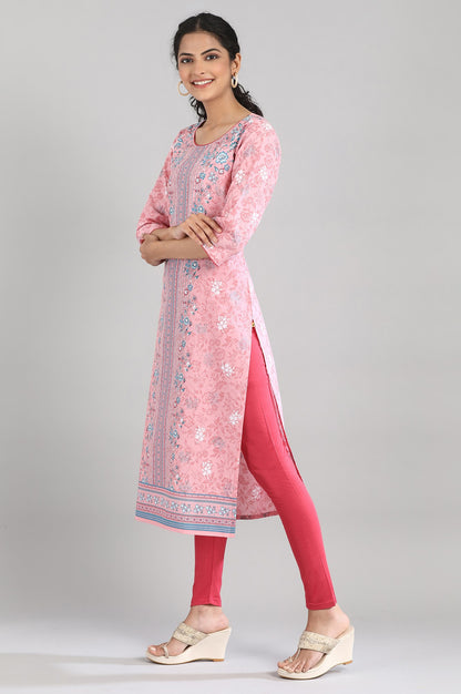 Peach Printed Cotton kurta