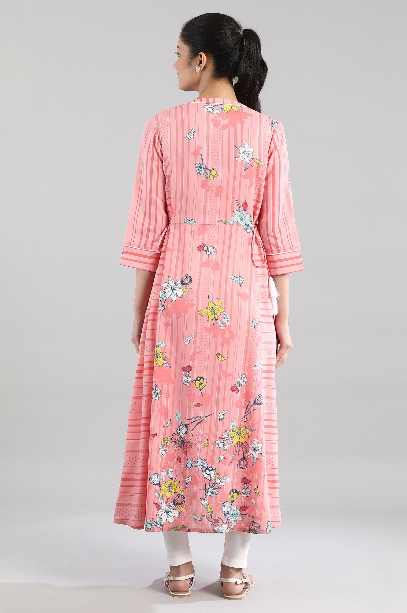 Pink Printed A-line kurta