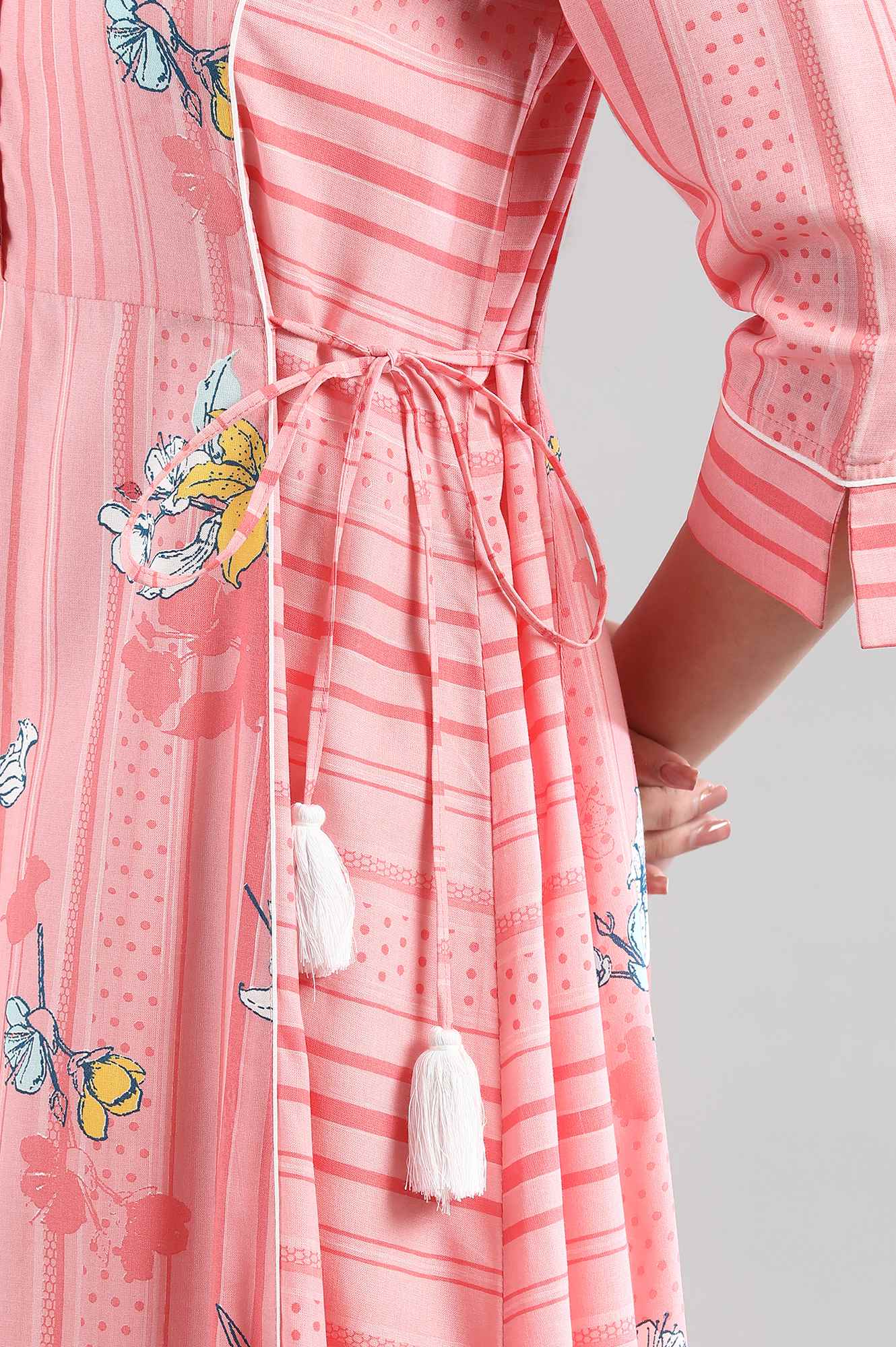 Pink Printed A-line kurta