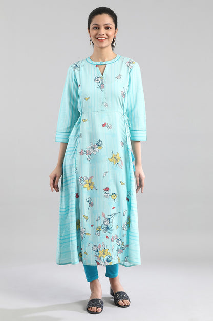 Blue Printed A-line kurta