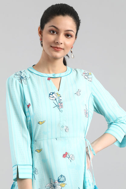 Blue Printed A-line kurta