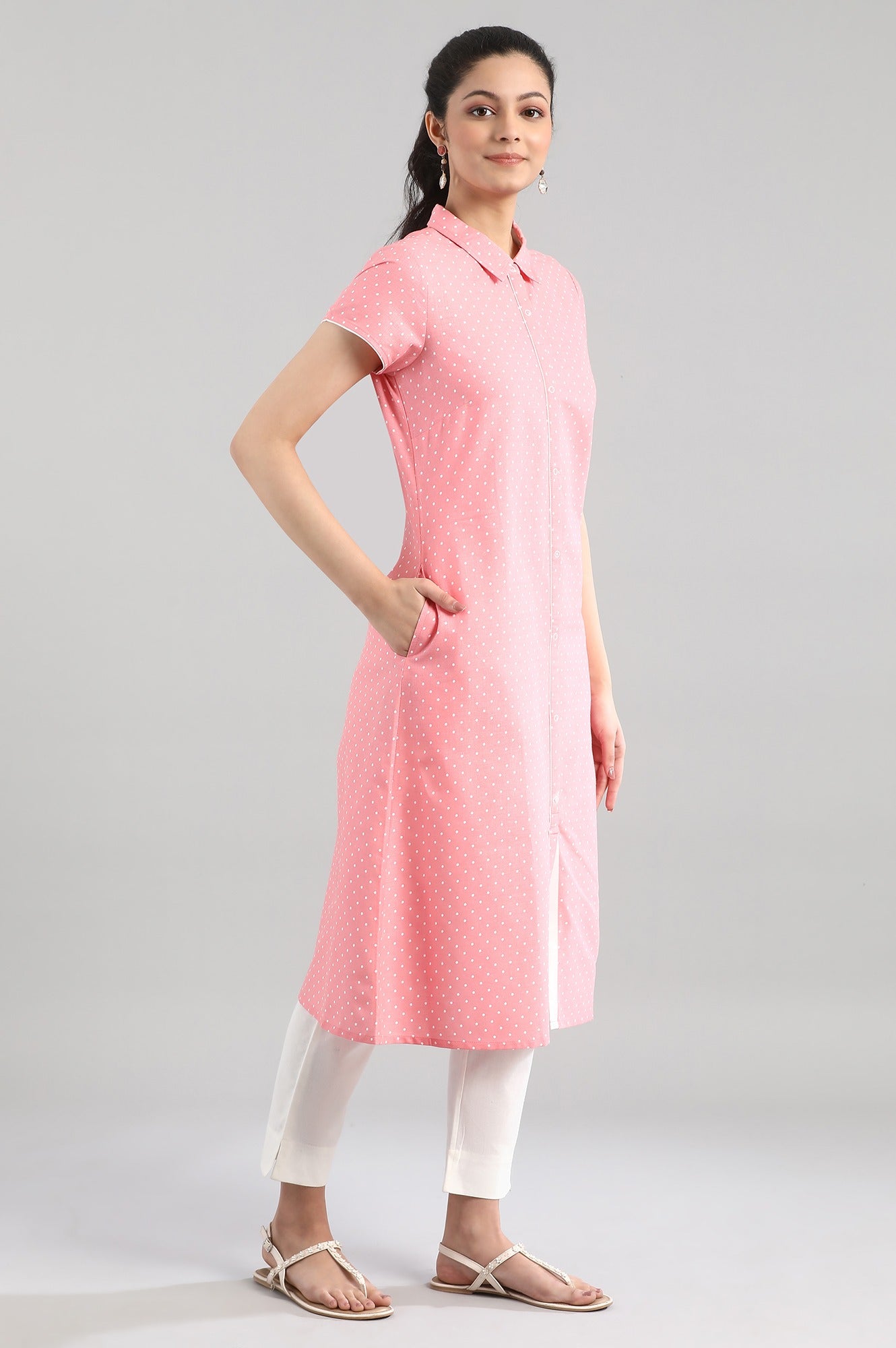 Peach Printed kurta