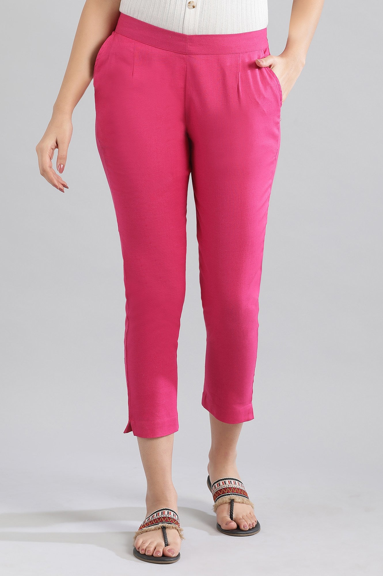 Pink Solid Trousers