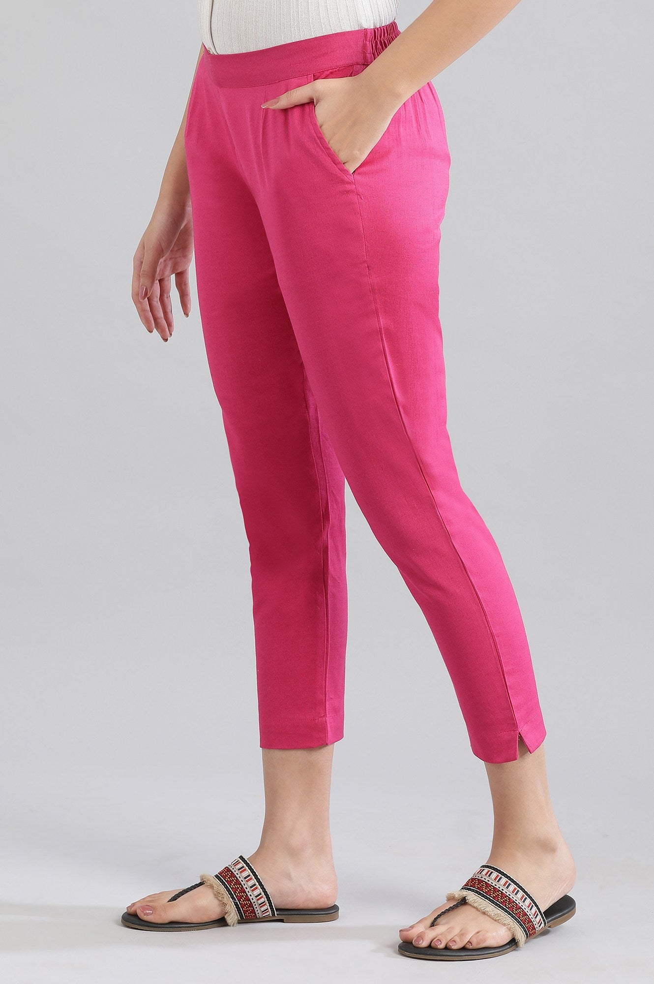 Pink Solid Trousers