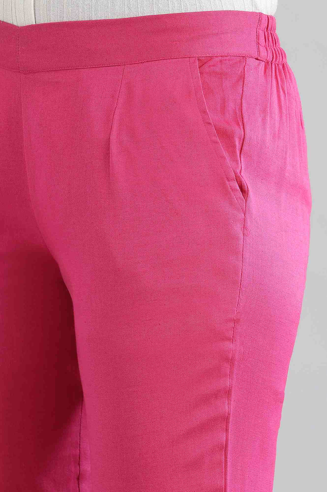 Pink Solid Trousers