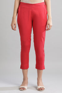 Red Solid Trousers