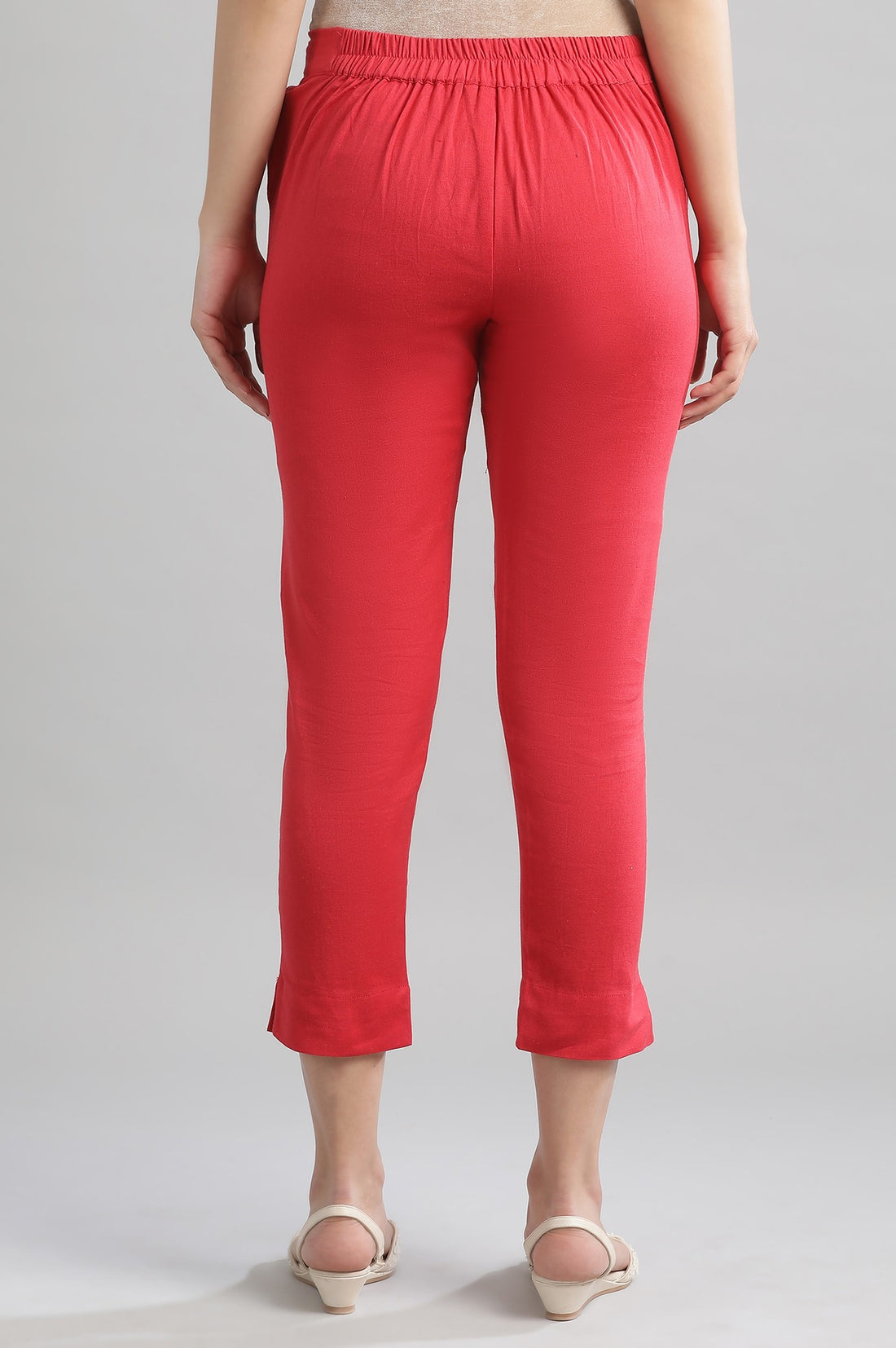 Red Solid Trousers