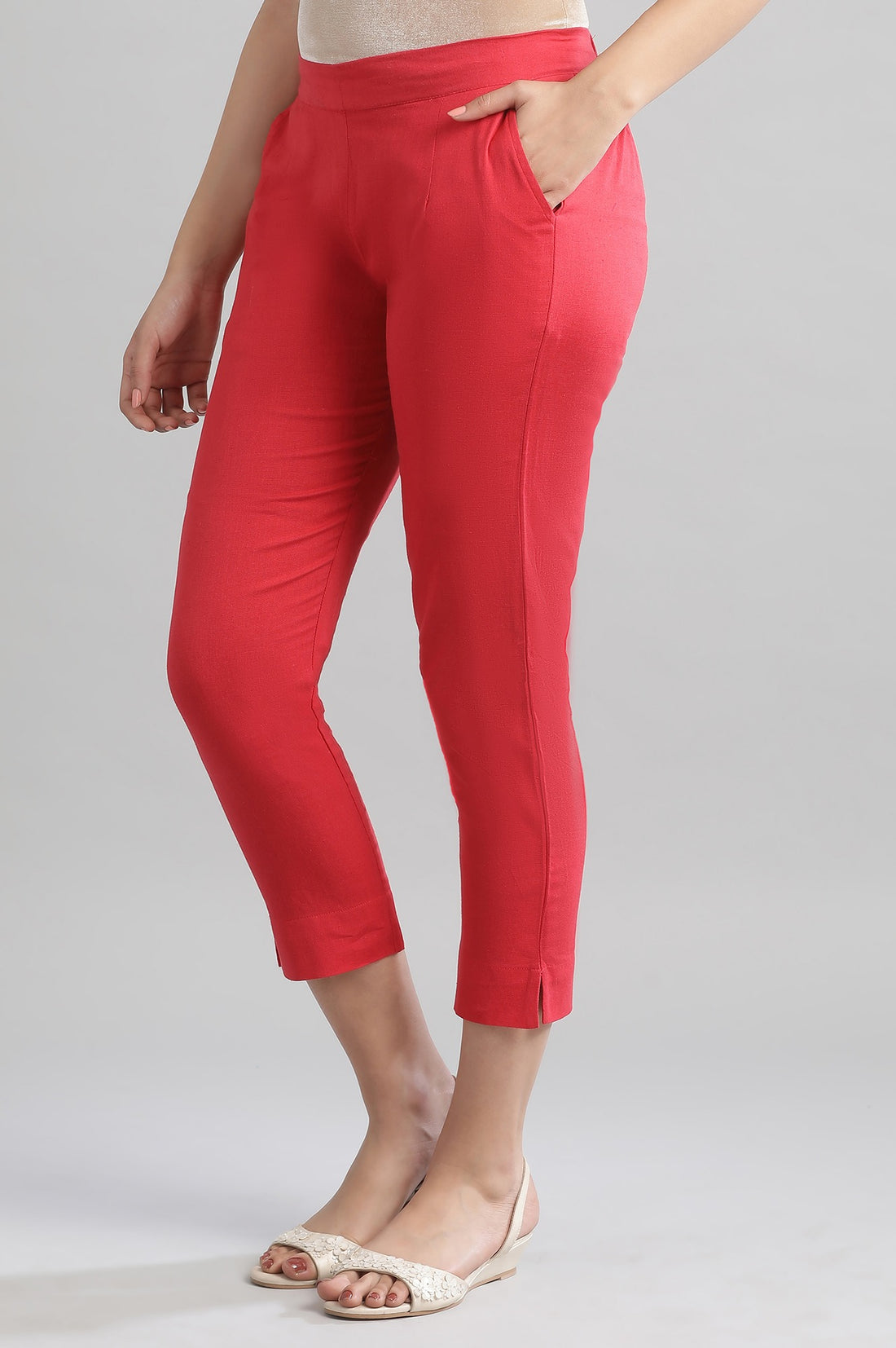 Red Solid Trousers