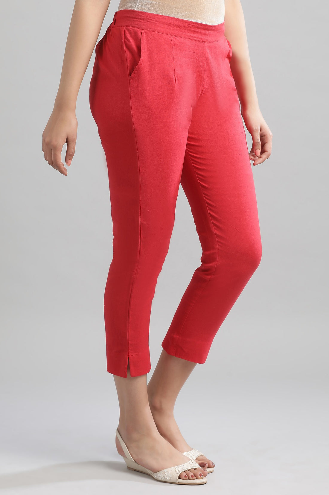Red Solid Trousers