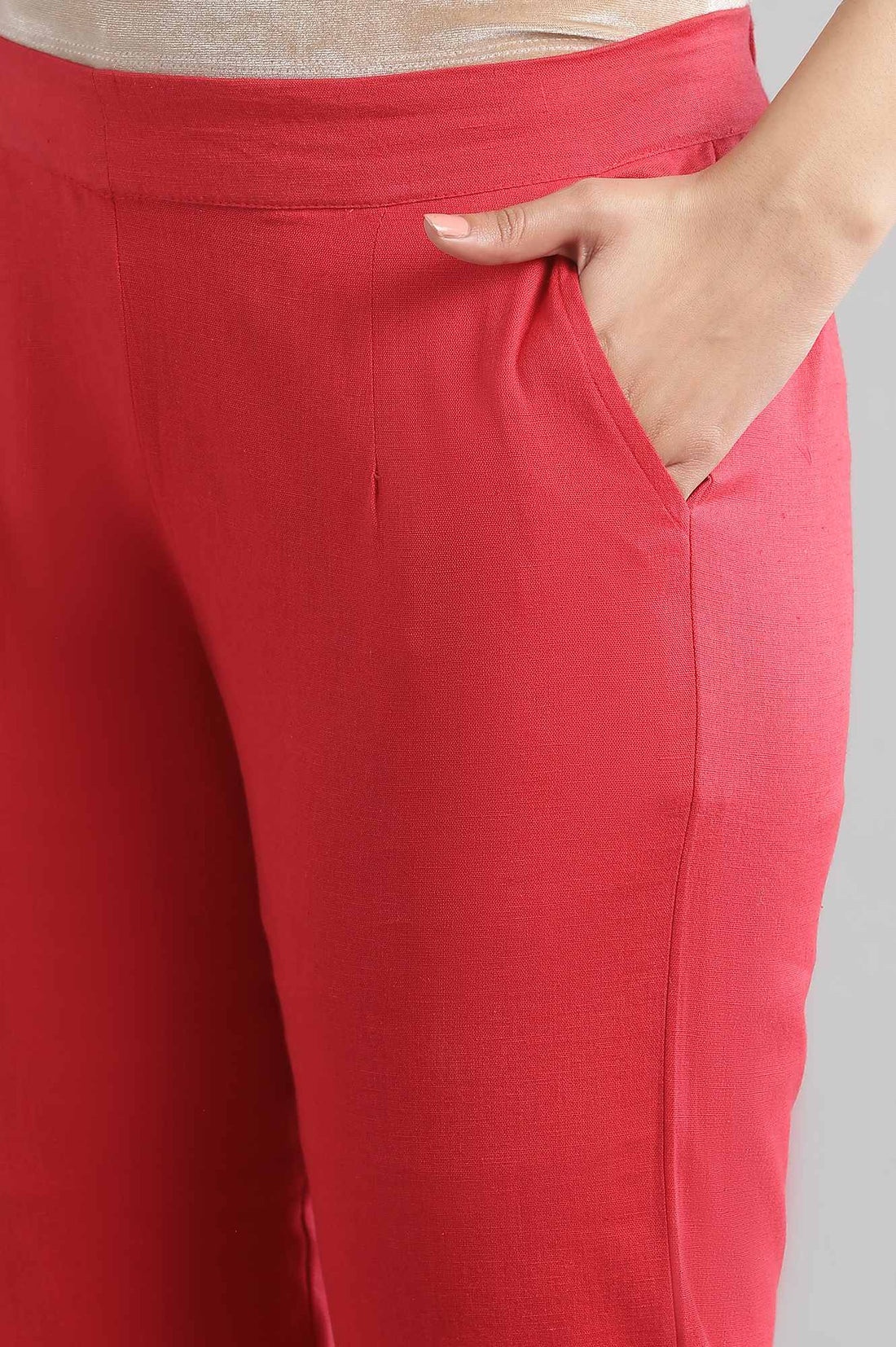Red Solid Trousers