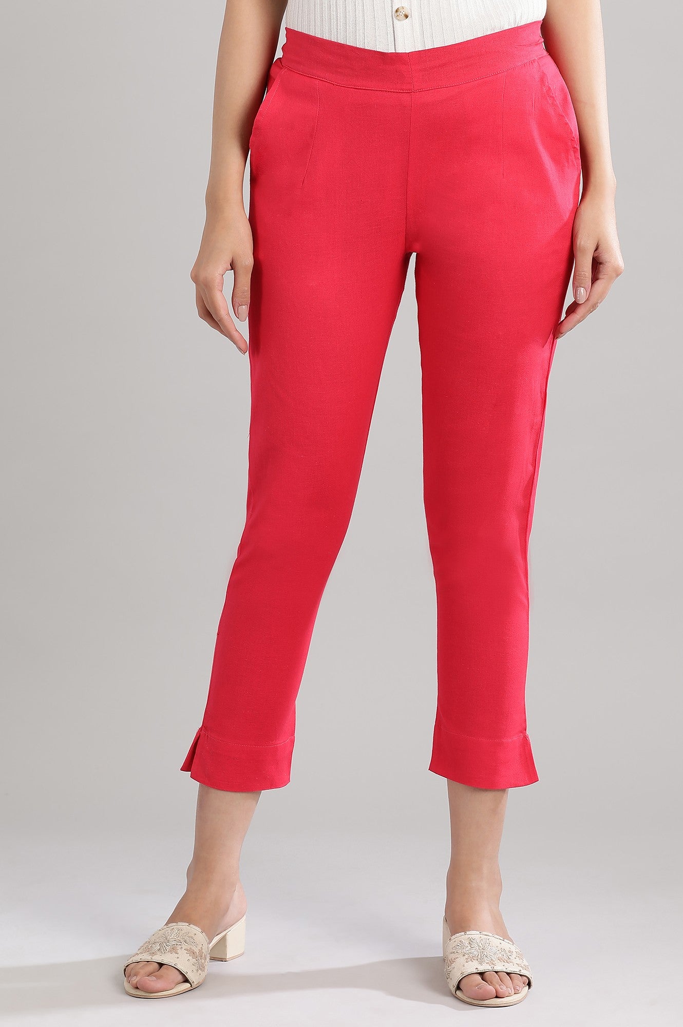 Pink Solid Trousers