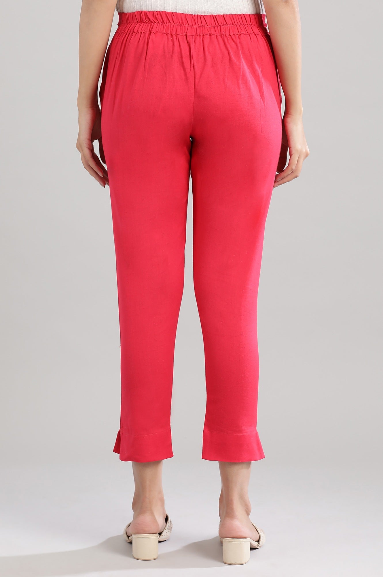 Pink Solid Trousers