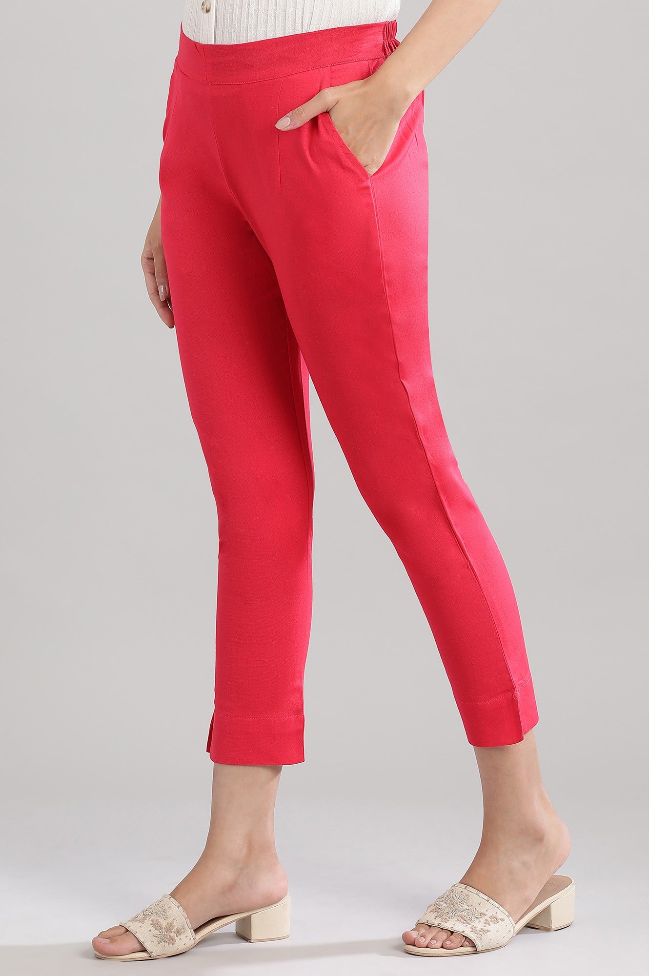 Pink Solid Trousers