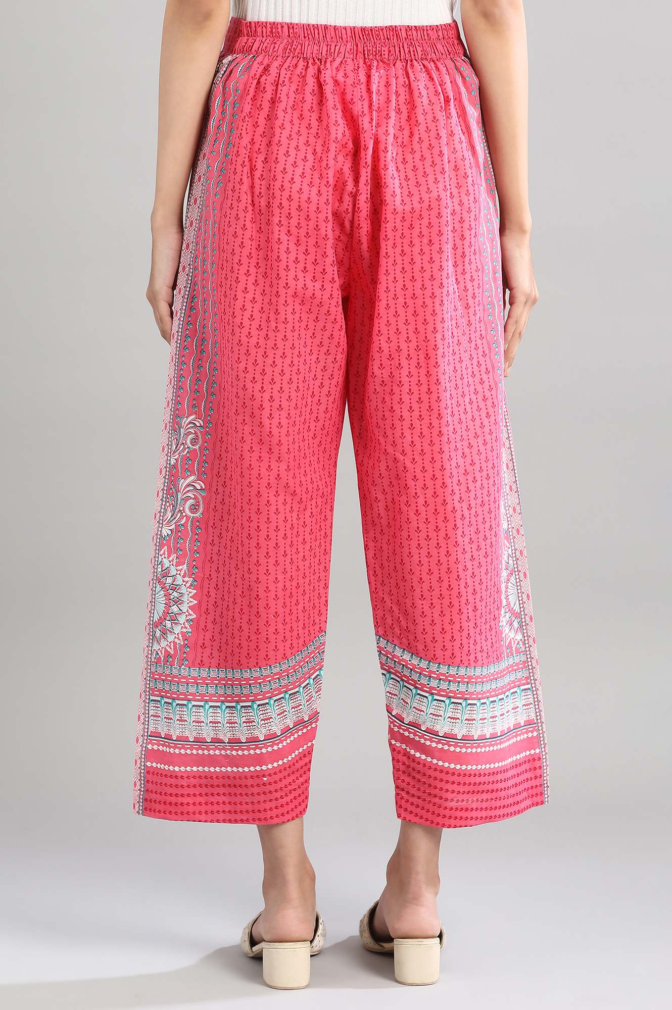 Pink Printed Flared Palazzo