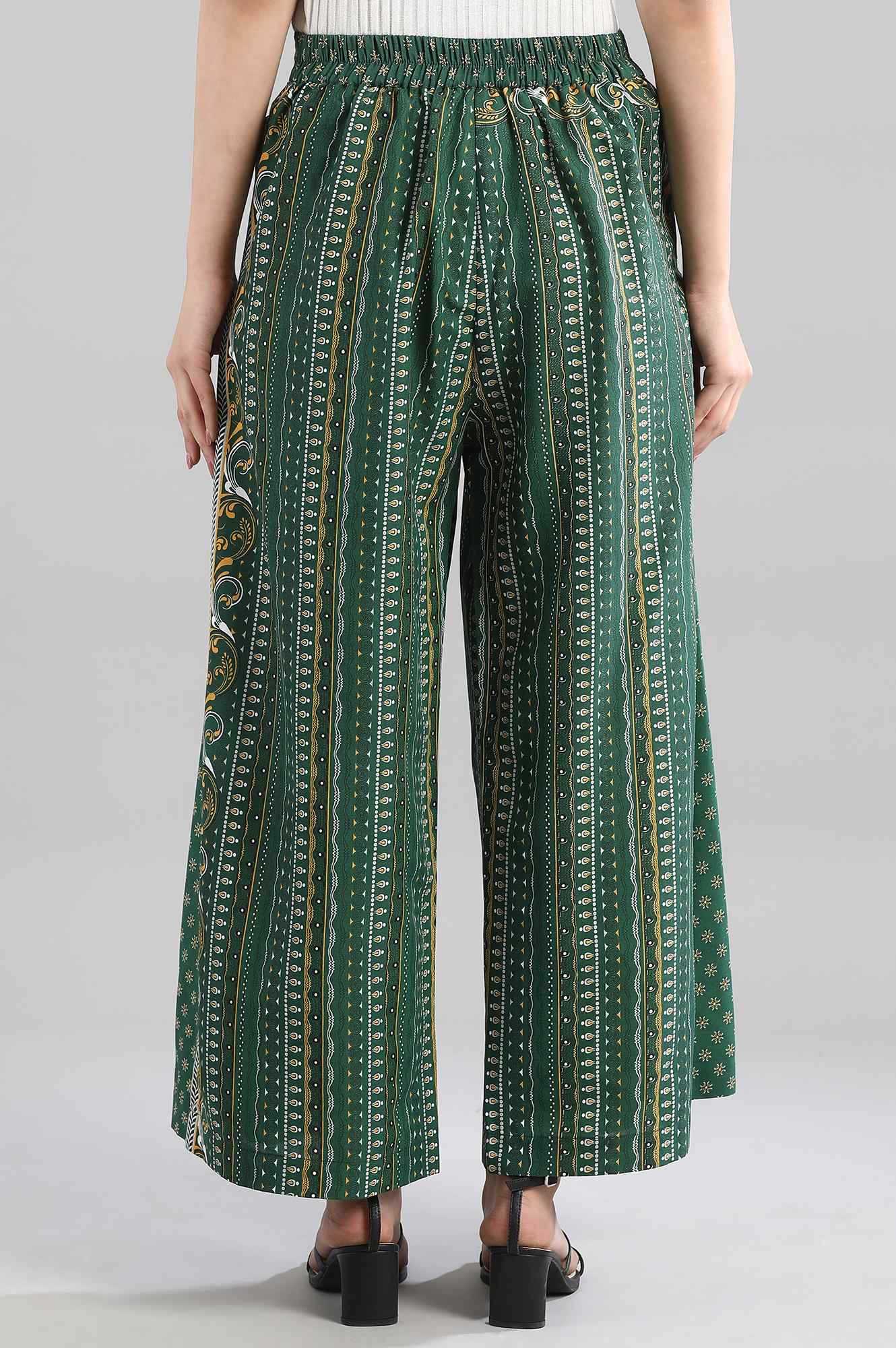 Green Printed Flared Culottes