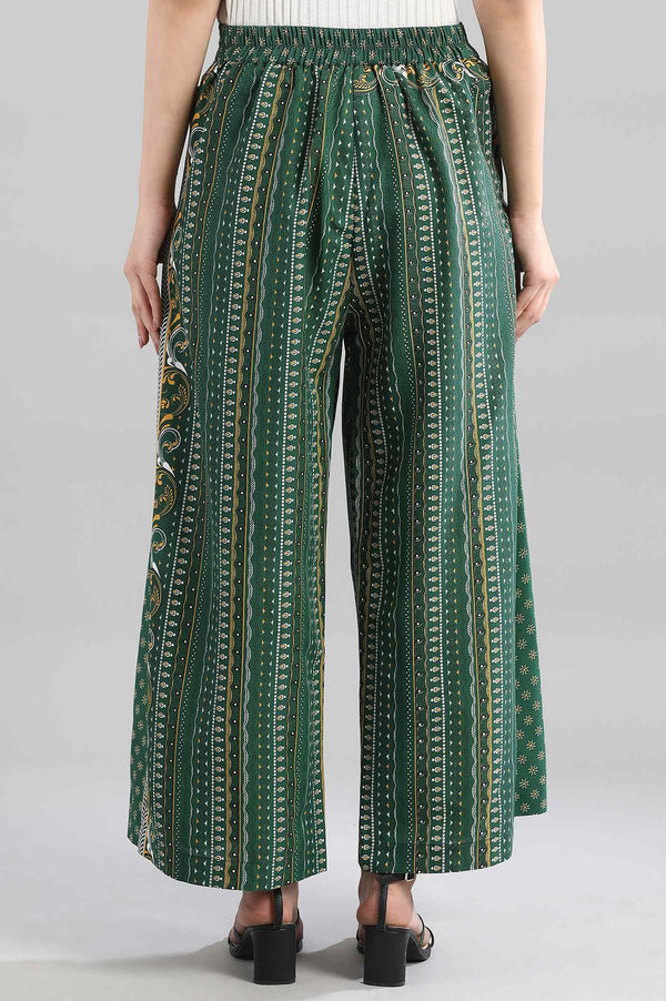 Green Rayon Straight Kurta and Culotte Set