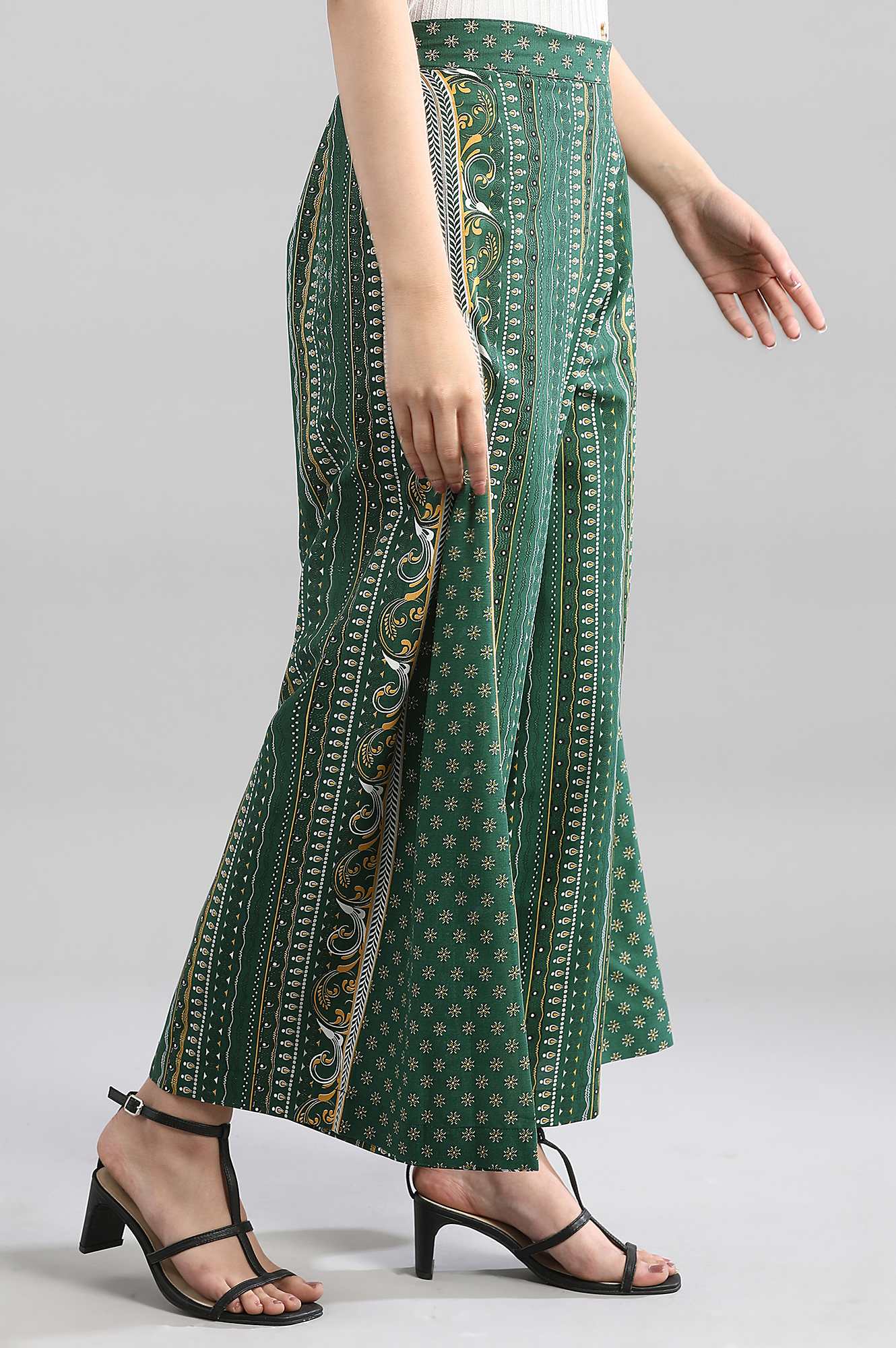 Green Printed Flared Culottes