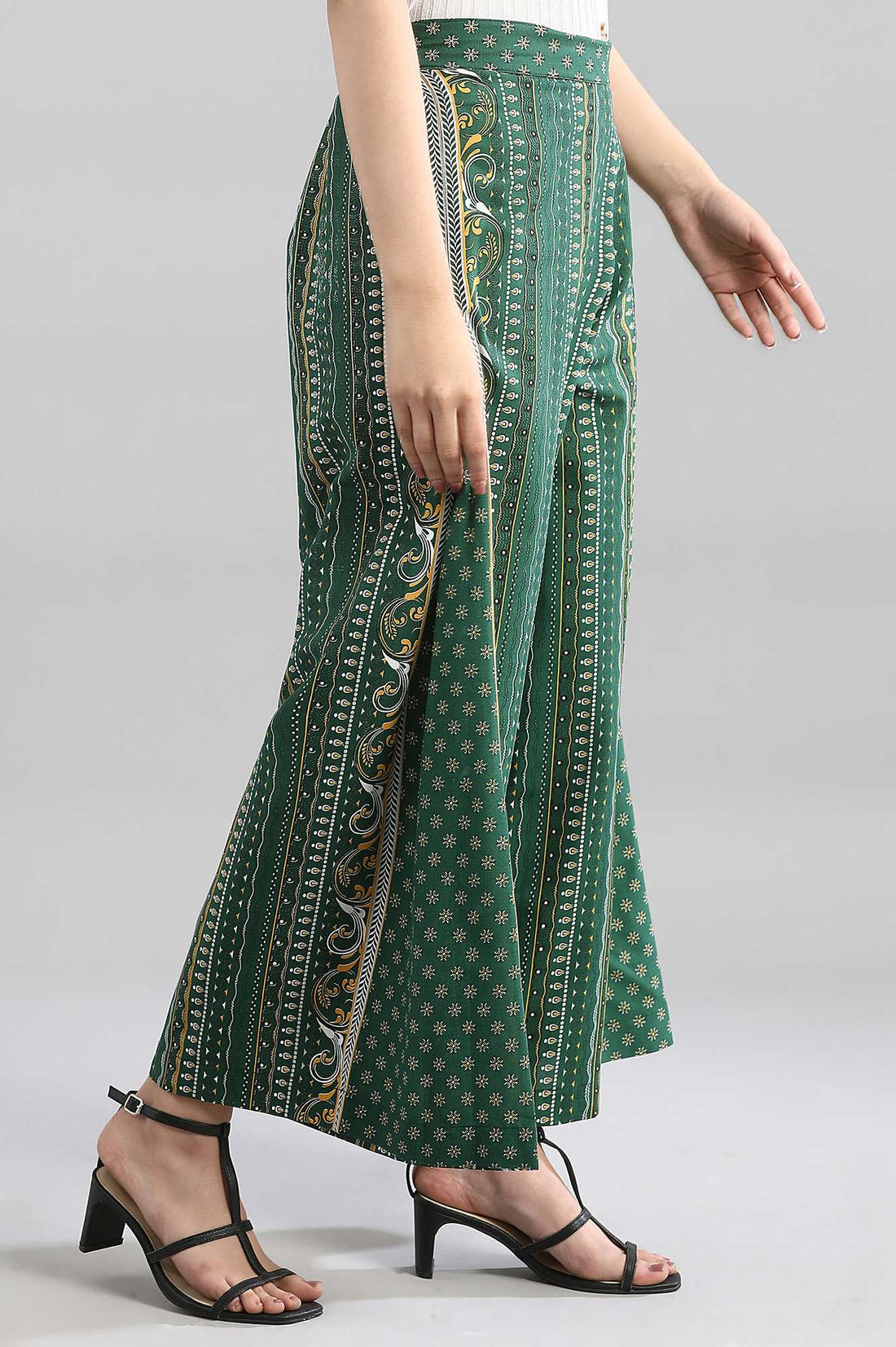 Green Rayon Straight Kurta and Culotte Set