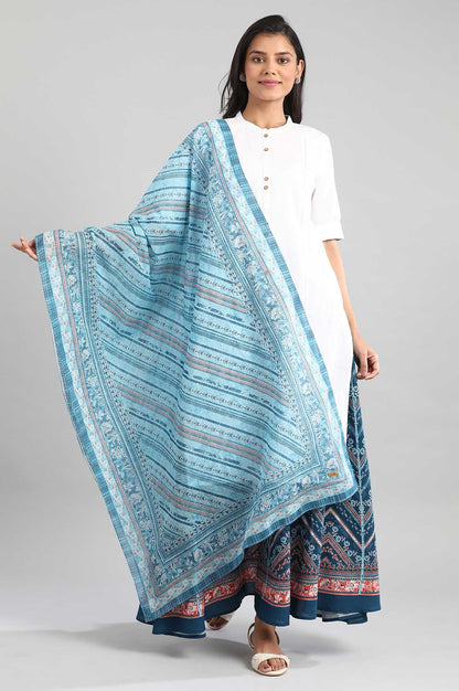 Blue Printed Dupatta