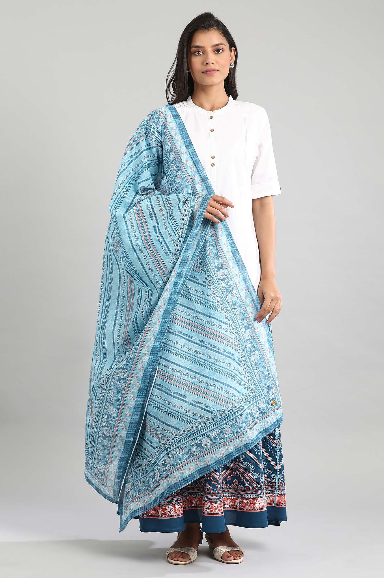 Blue Printed Dupatta