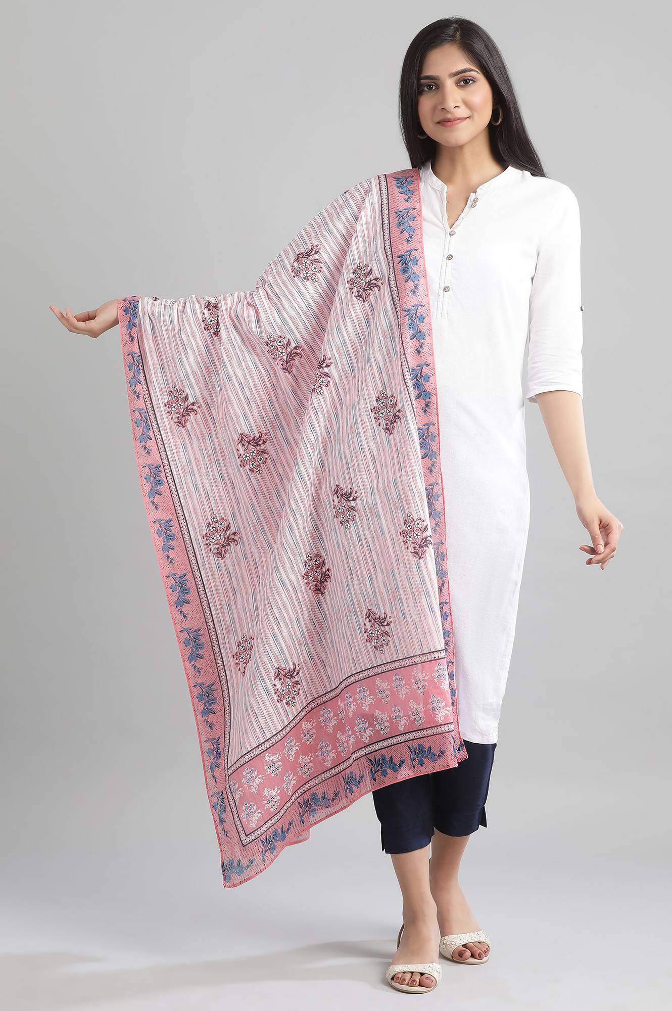 Pink Printed Dupatta