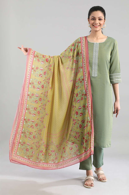 Papyrus Green Printed Dupatta