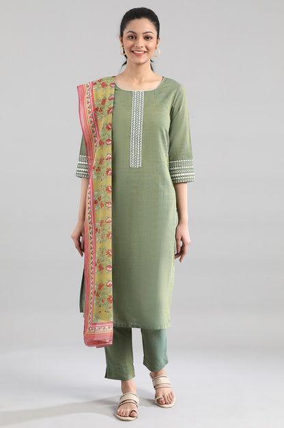 Papyrus Green Printed Dupatta