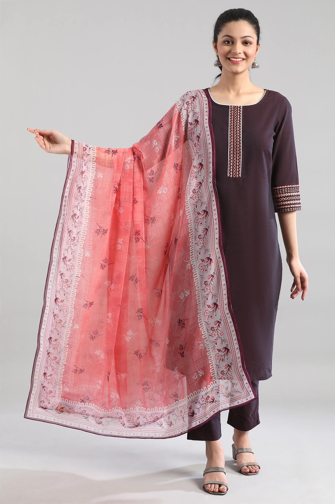 Pink Printed Dupatta