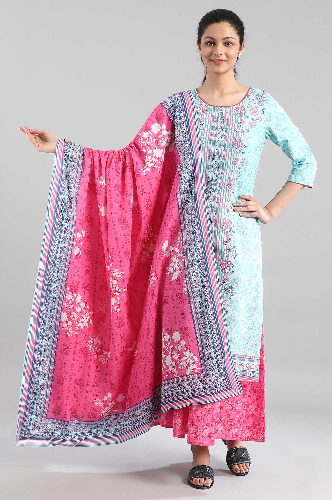 Pink Printed Dupatta