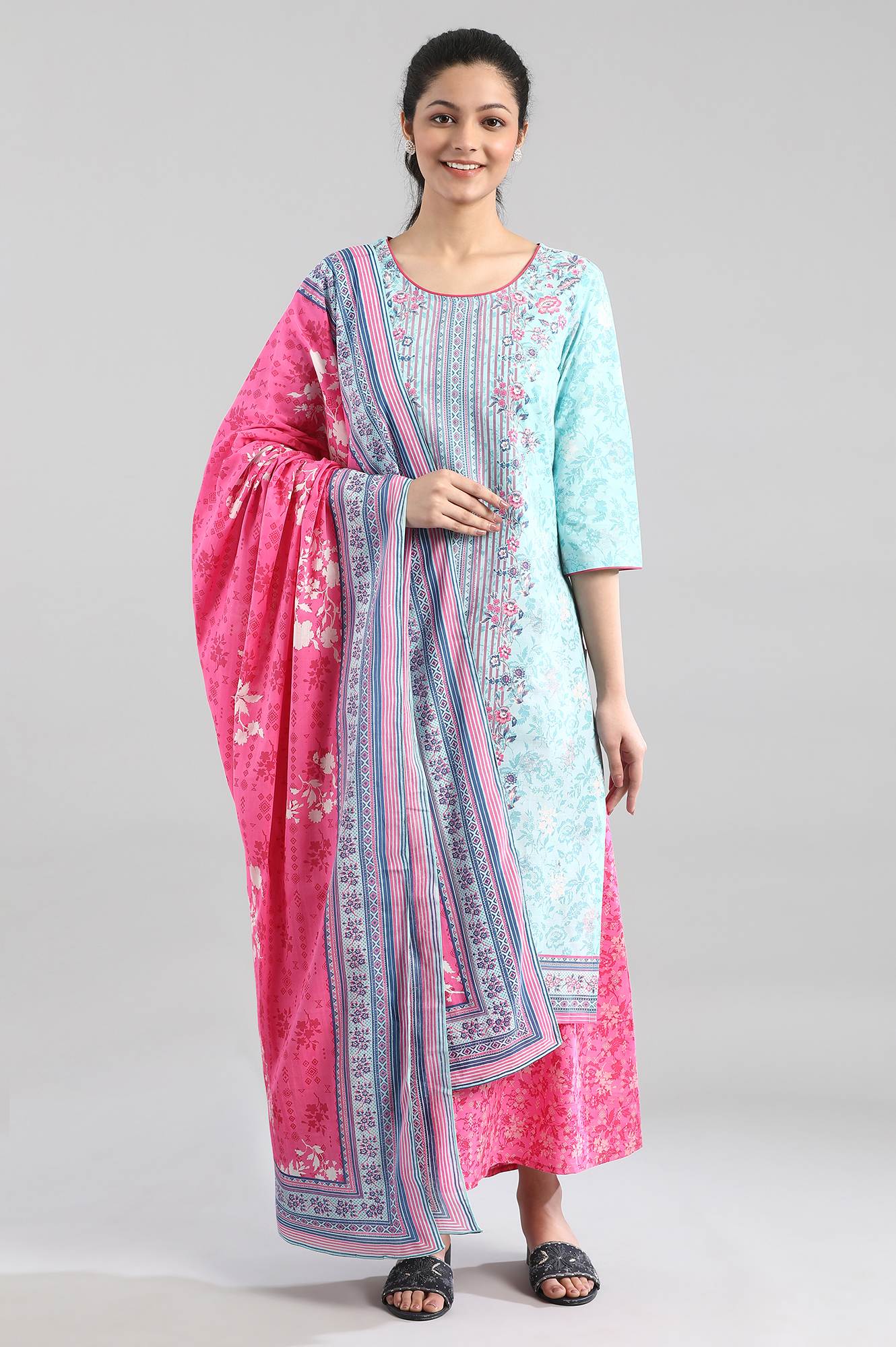 Pink Printed Dupatta