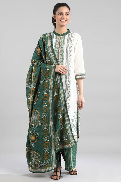 Dark Green Printed Dupatta