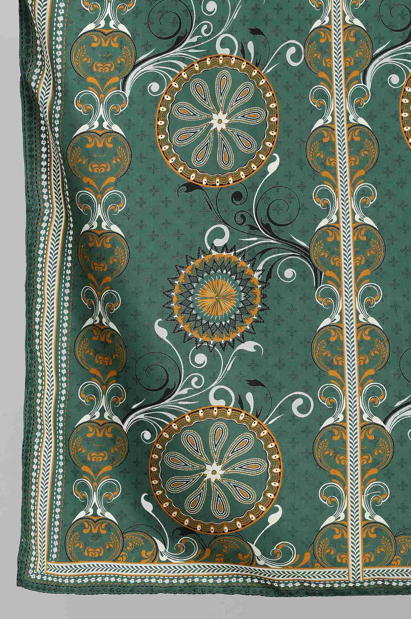 Dark Green Printed Dupatta