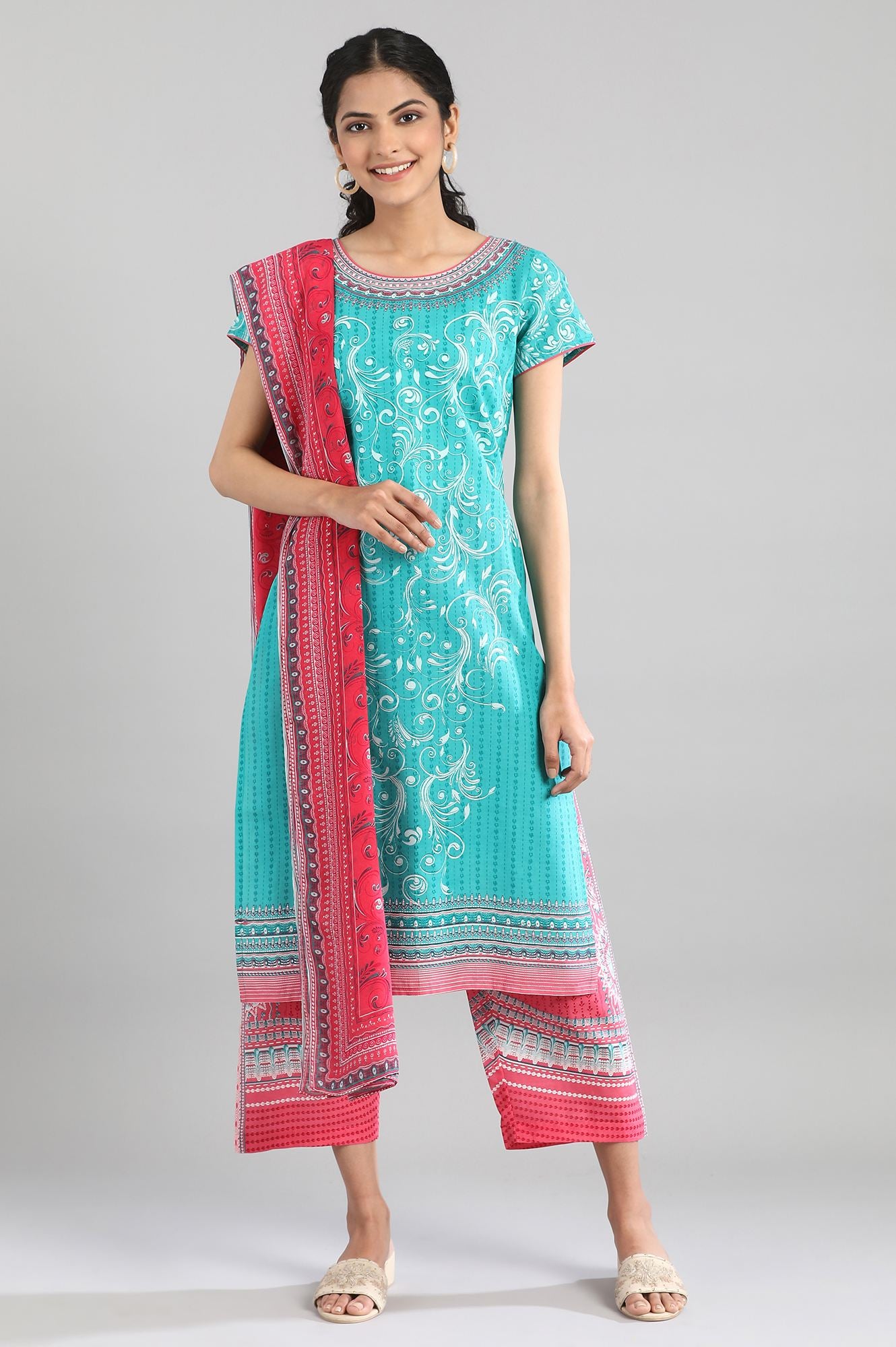 Pink Printed Dupatta