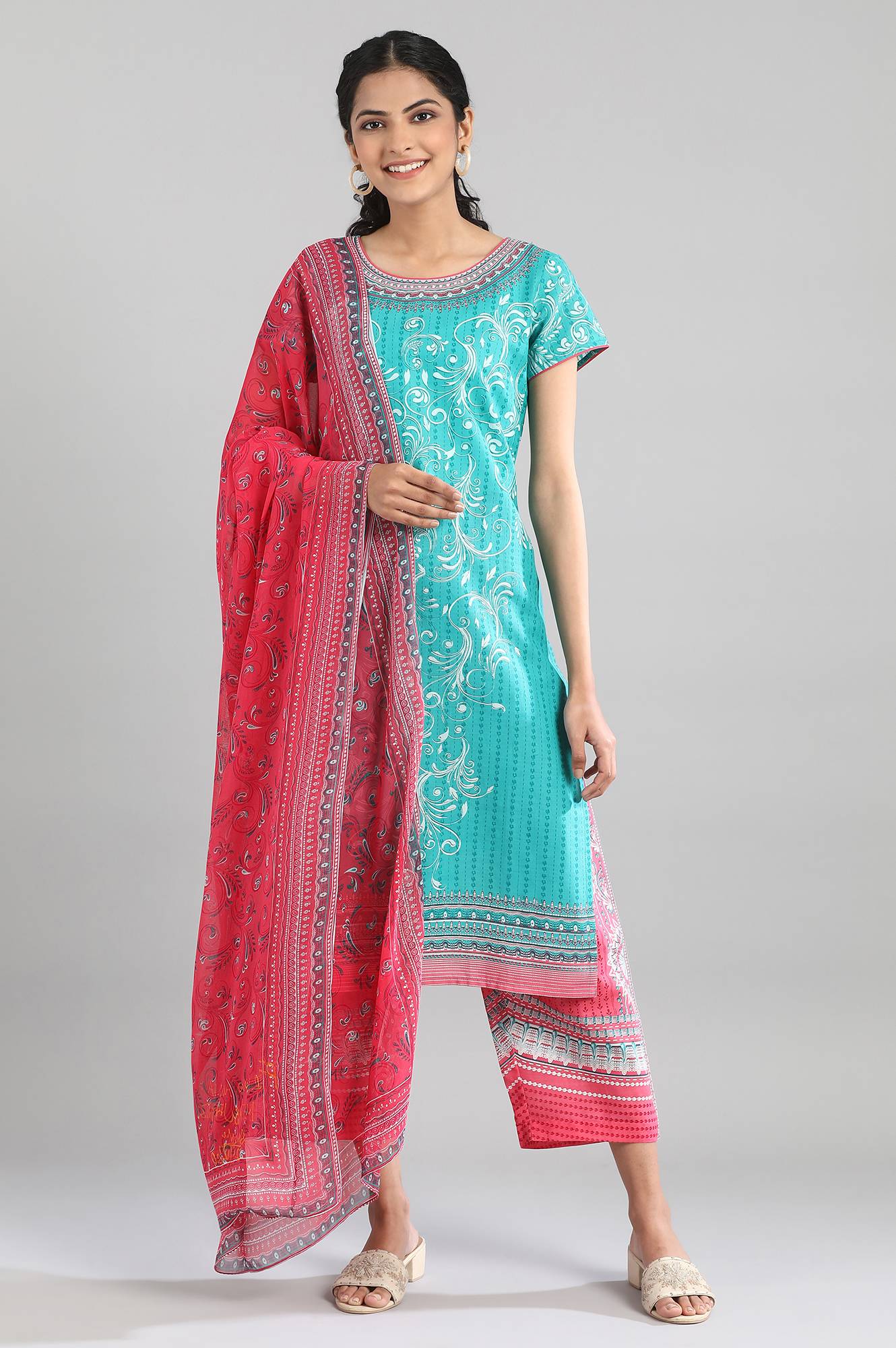 Pink Printed Dupatta