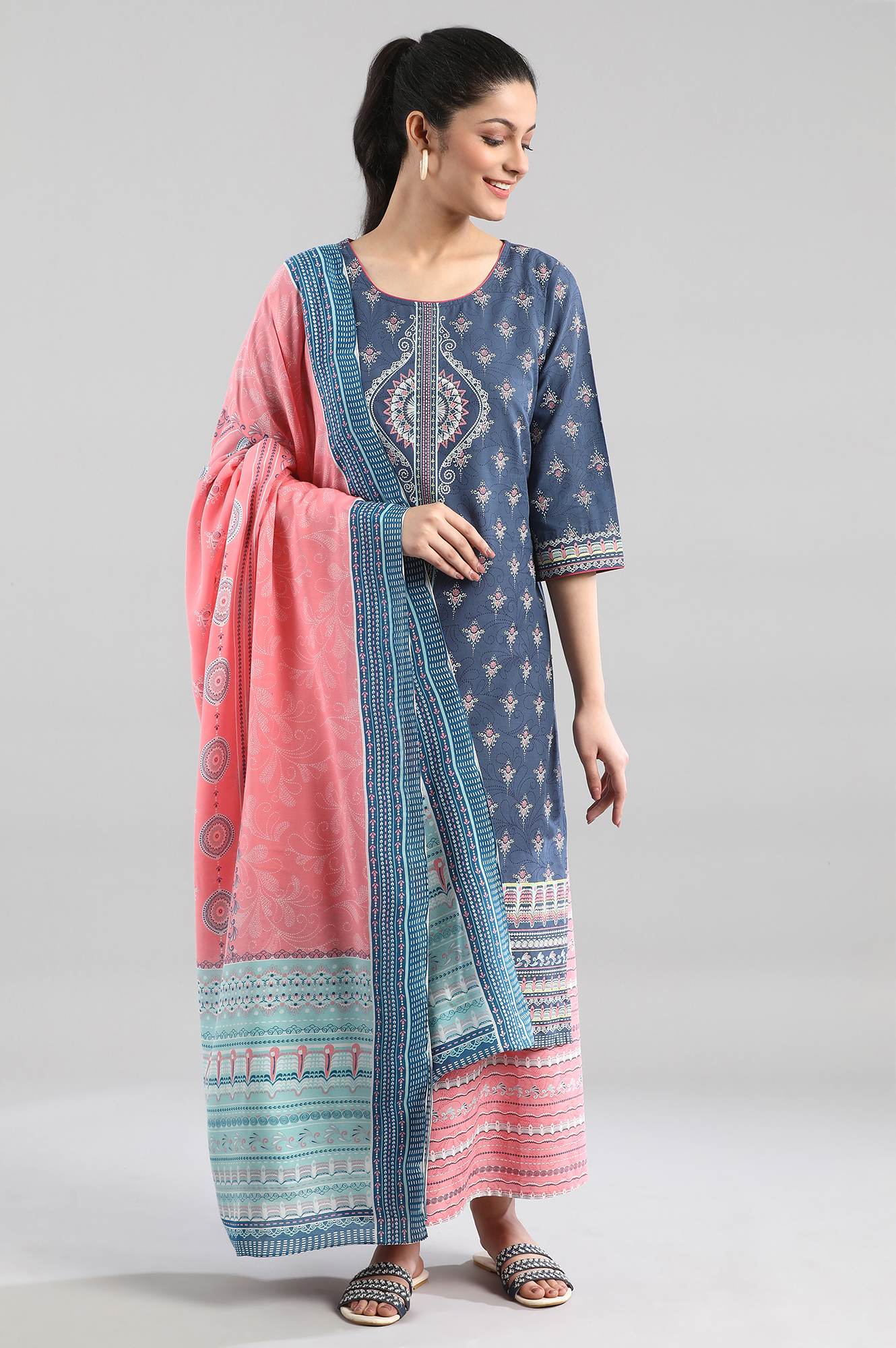 Pink Printed Dupatta