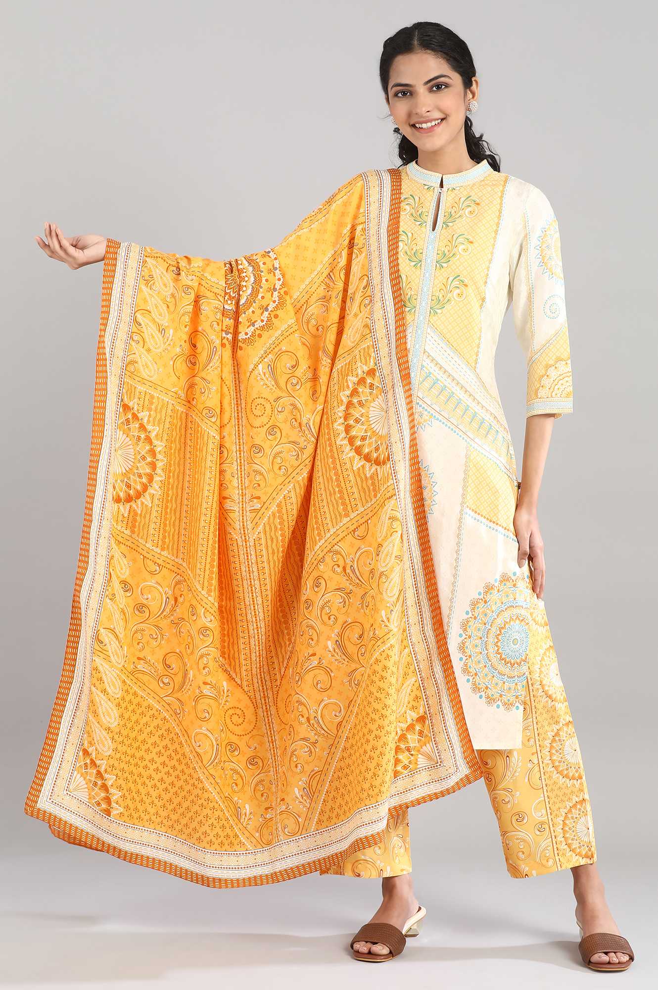 Yellow Printed Dupatta