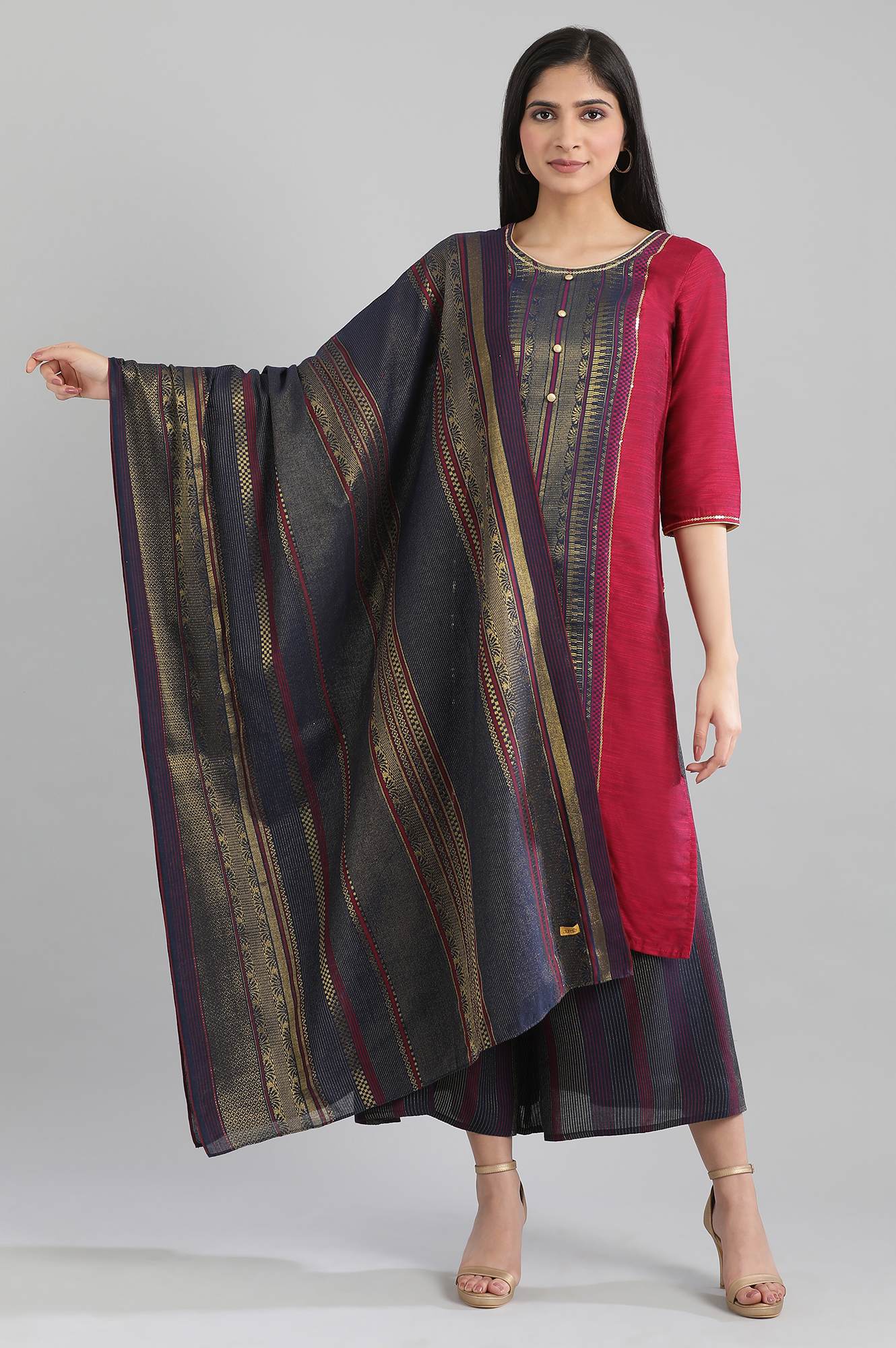 Navy Printed Dupatta