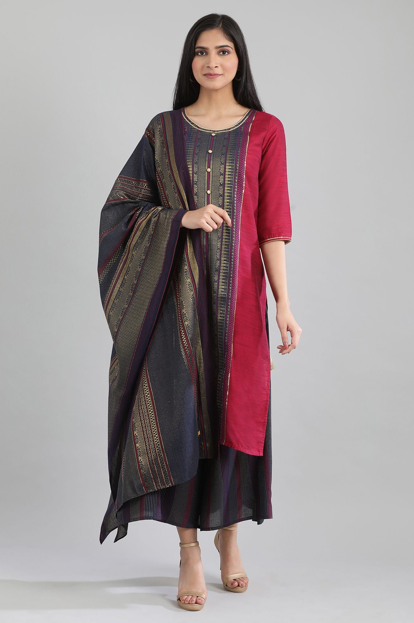 Navy Printed Dupatta