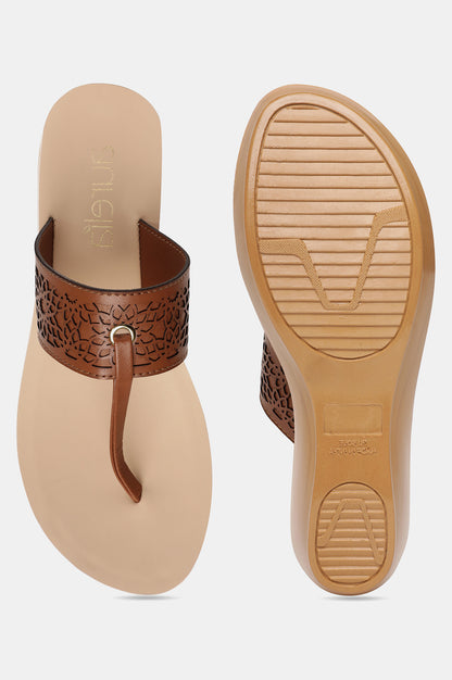 Aurelia Brown Laser Cut Almond Toe Wedge-Zcynthia