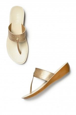 Aurelia Laser Cut Gold Almond Toe Wedge