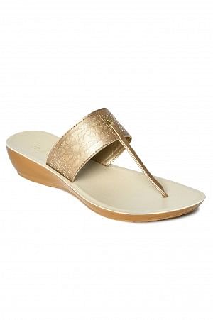 Aurelia Laser Cut Gold Almond Toe Wedge