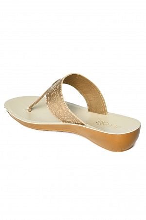 Aurelia Laser Cut Gold Almond Toe Wedge