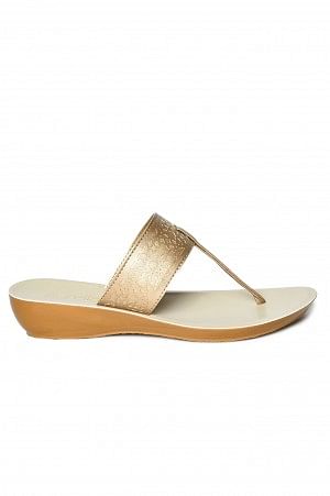 Aurelia Laser Cut Gold Almond Toe Wedge