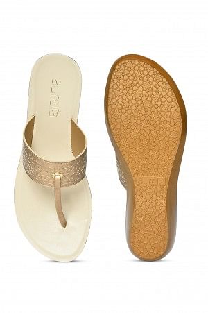 Aurelia Laser Cut Gold Almond Toe Wedge