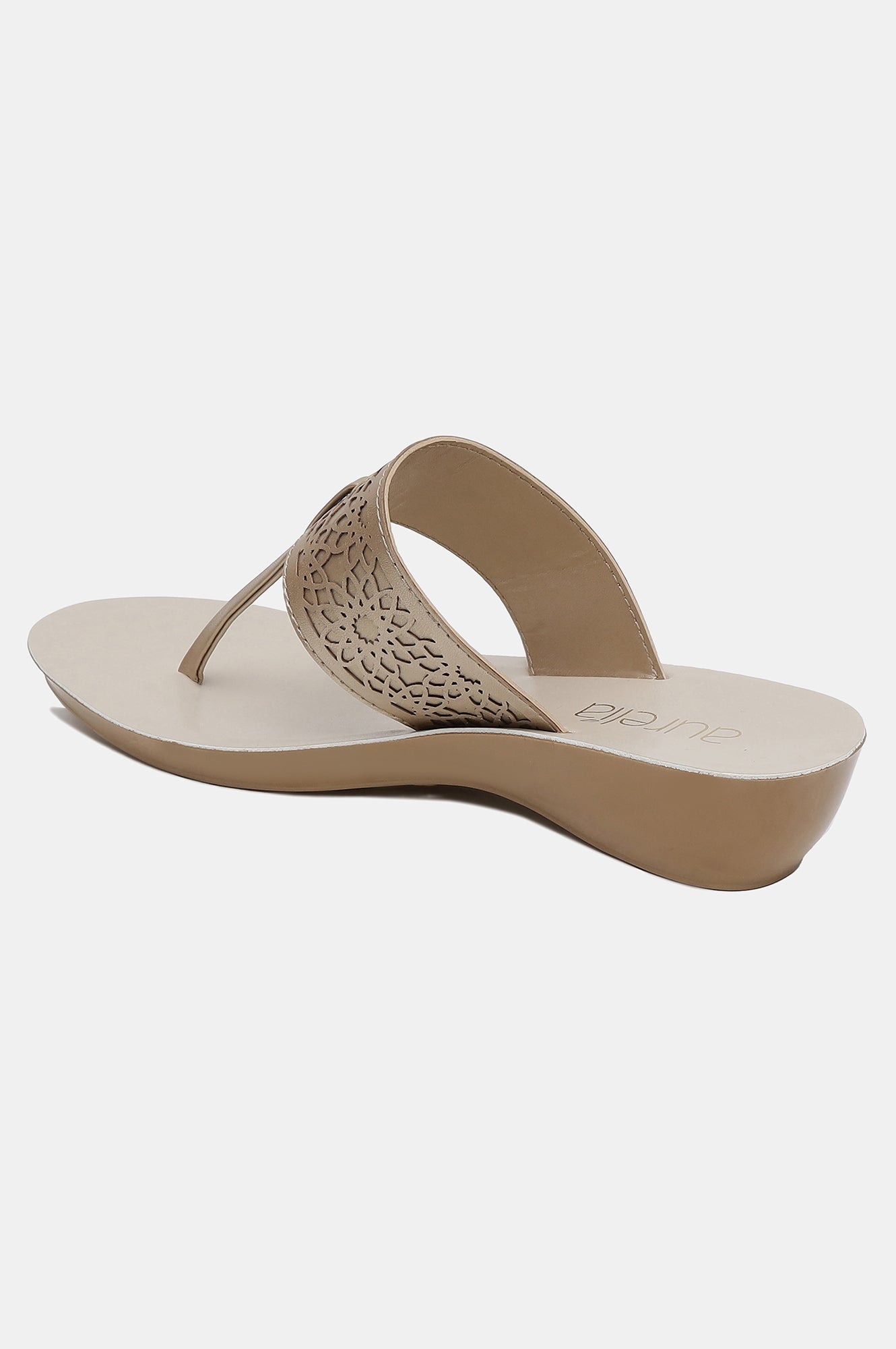 Aurelia Gold Laser Cut Almond Toe Wedge-Zcynthia