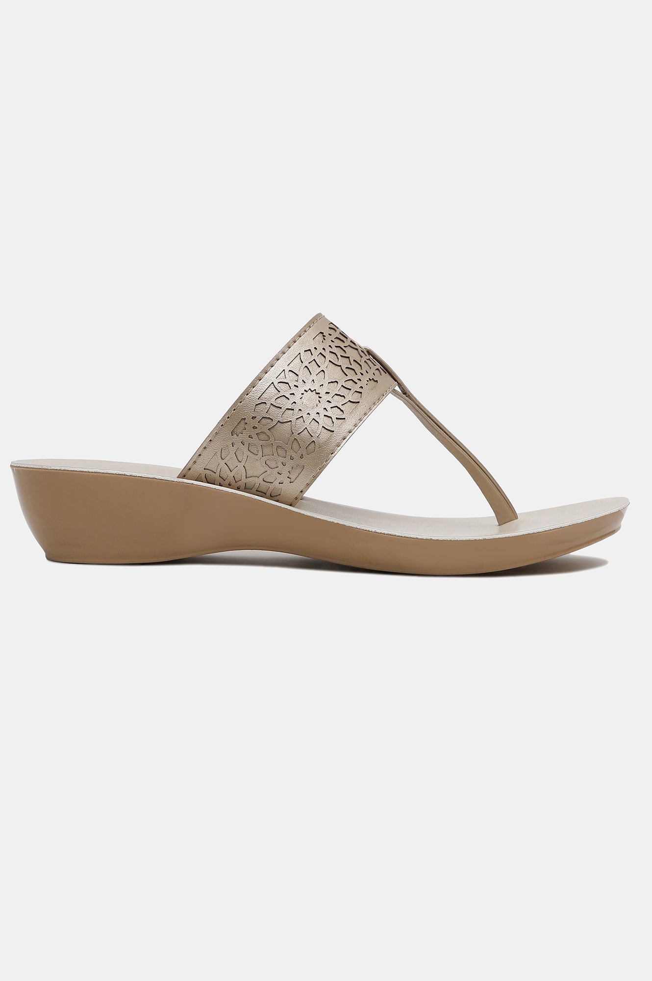 Aurelia Gold Laser Cut Almond Toe Wedge-Zcynthia