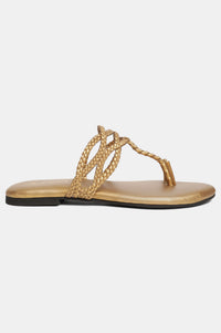 Aurelia Woven Design Antique Gold Round Toe Flat