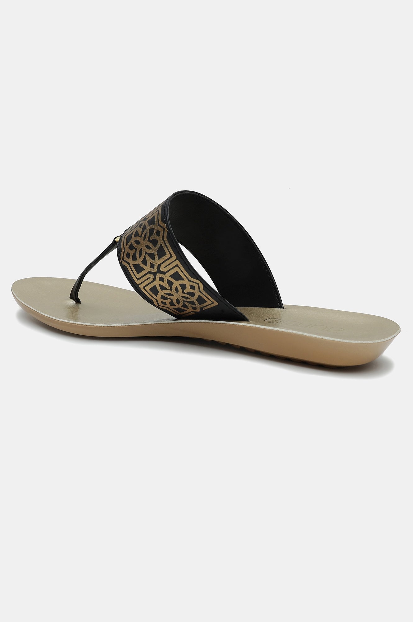 Aurelia Black Foil Print Almond Toe Flat-Zbeatrice