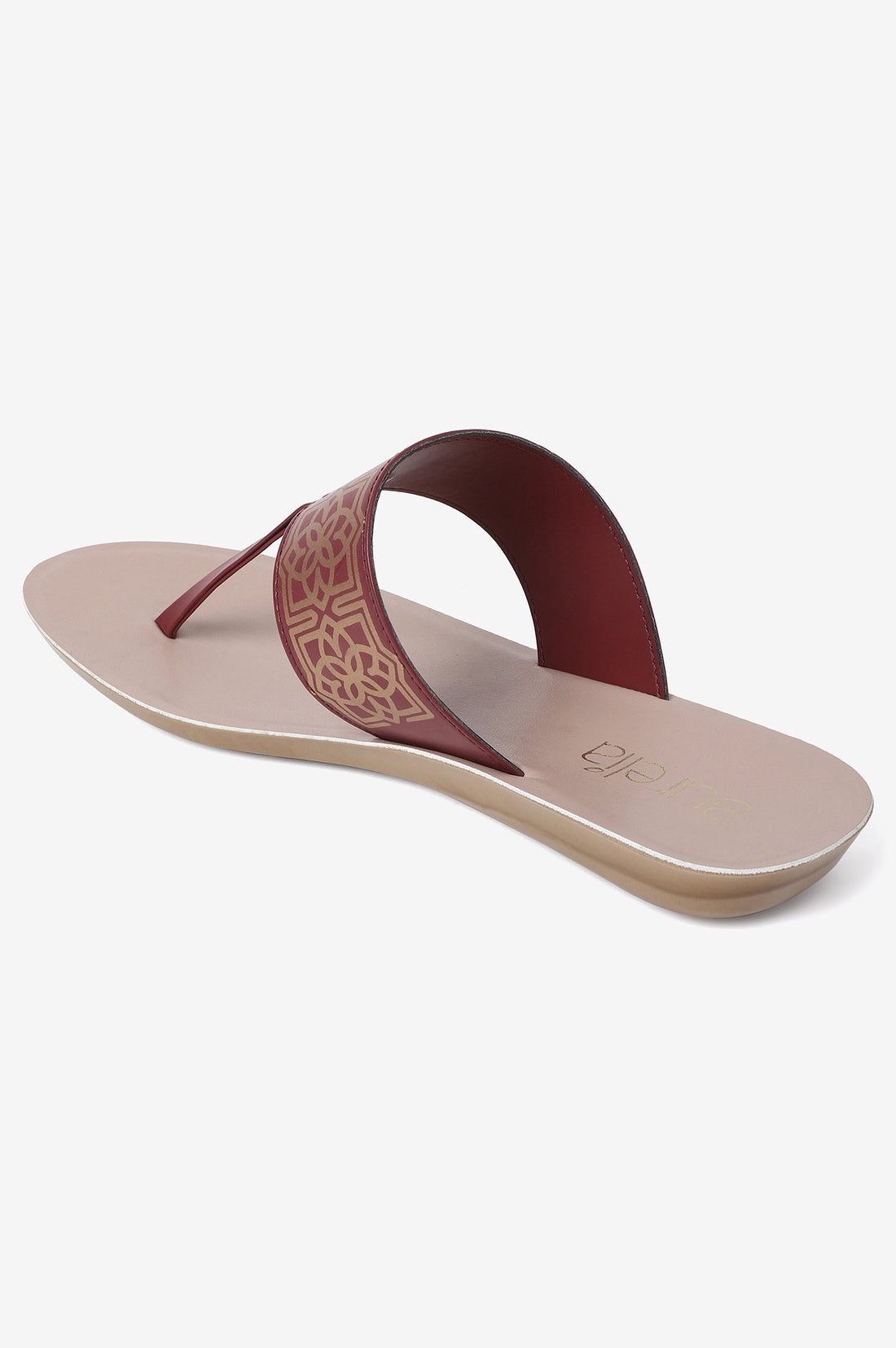 Aurelia Foil Print Burgundy Almond Toe Flat